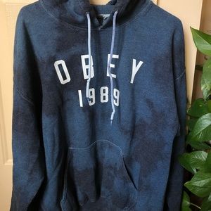 OBEY BLUE TIE DYE HOODIE SIZE L